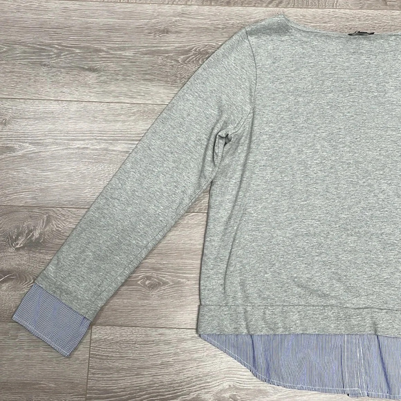 J. Crew Mercantile Boatneck Long Sleeve Gray Tee with Faux Layered Look L - Picture 5 of 15